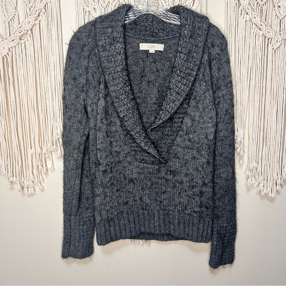 LOFT Charcoal Cowl Neck Sweater